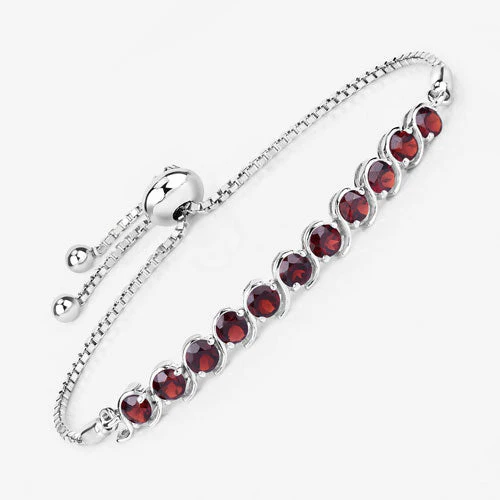 3.30 Carat Genuine Garnet .925 Sterling Silver Bracelet - Image 10