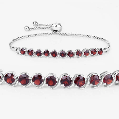 3.30 Carat Genuine Garnet .925 Sterling Silver Bracelet - Image 11