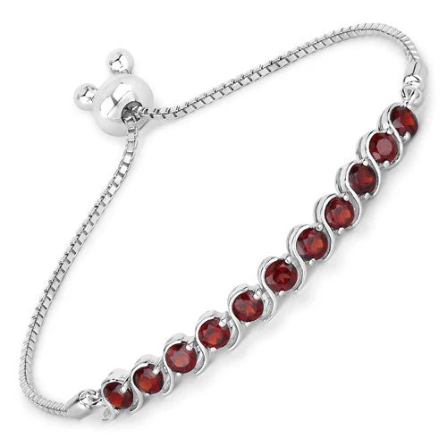 3.30 Carat Genuine Garnet .925 Sterling Silver Bracelet - Image 4