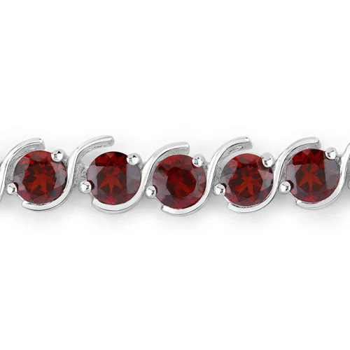 3.30 Carat Genuine Garnet .925 Sterling Silver Bracelet - Image 5