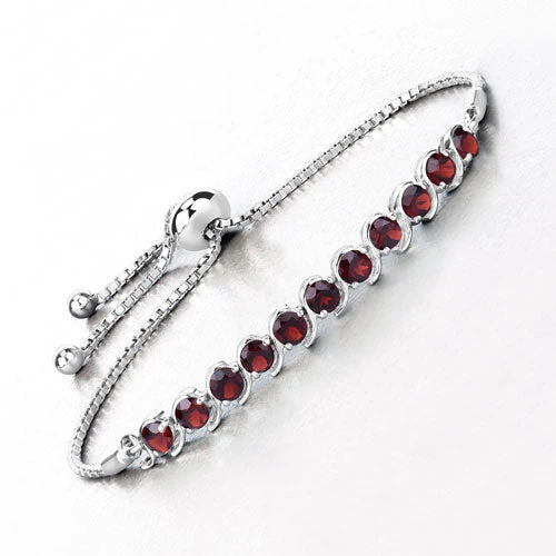 3.30 Carat Genuine Garnet .925 Sterling Silver Bracelet - Image 7