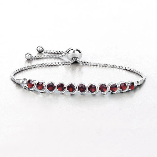 3.30 Carat Genuine Garnet .925 Sterling Silver Bracelet - Image 8