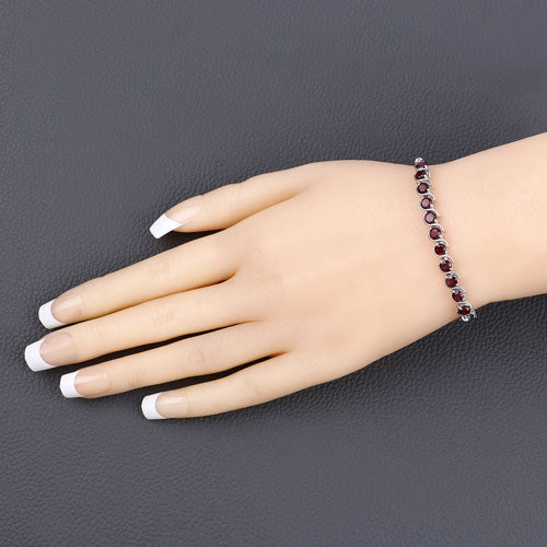 3.30 Carat Genuine Garnet .925 Sterling Silver Bracelet - Image 9