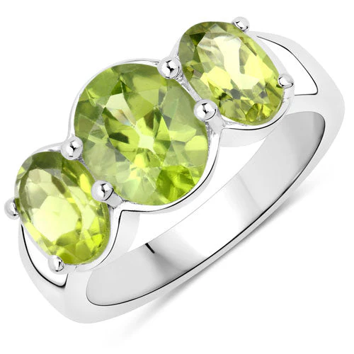 3.36 Carat Genuine Peridot .925 Sterling Silver Ring - Image 2