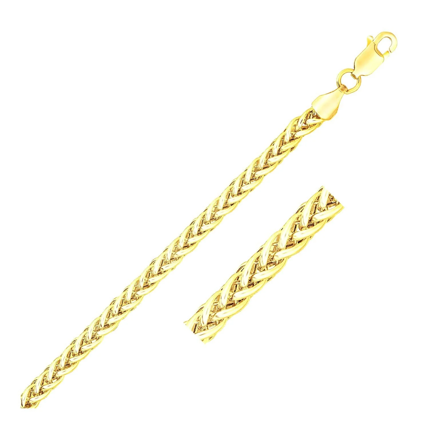 3.3mm 14k Yellow Gold Light Weight Wheat Bracelet - Image 4