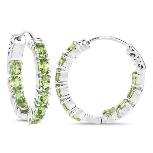 3.40 Carat Genuine Peridot .925 Sterling Silver Earrings - Image 6