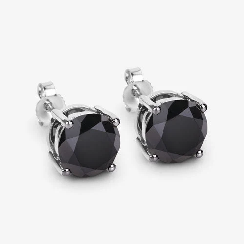 3.48 Carat Genuine Black Diamond 14K White Gold Earrings - Image 13