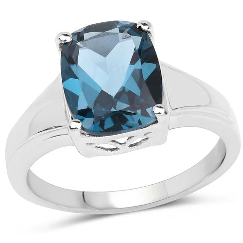 3.50 Carat Genuine London Blue Topaz .925 Sterling Silver Ring - Image 4