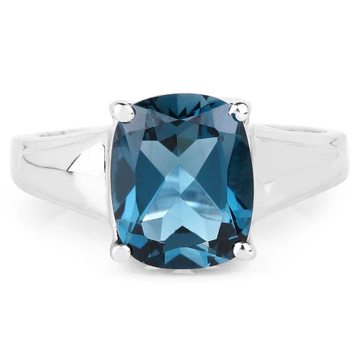 3.50 Carat Genuine London Blue Topaz .925 Sterling Silver Ring - Image 6