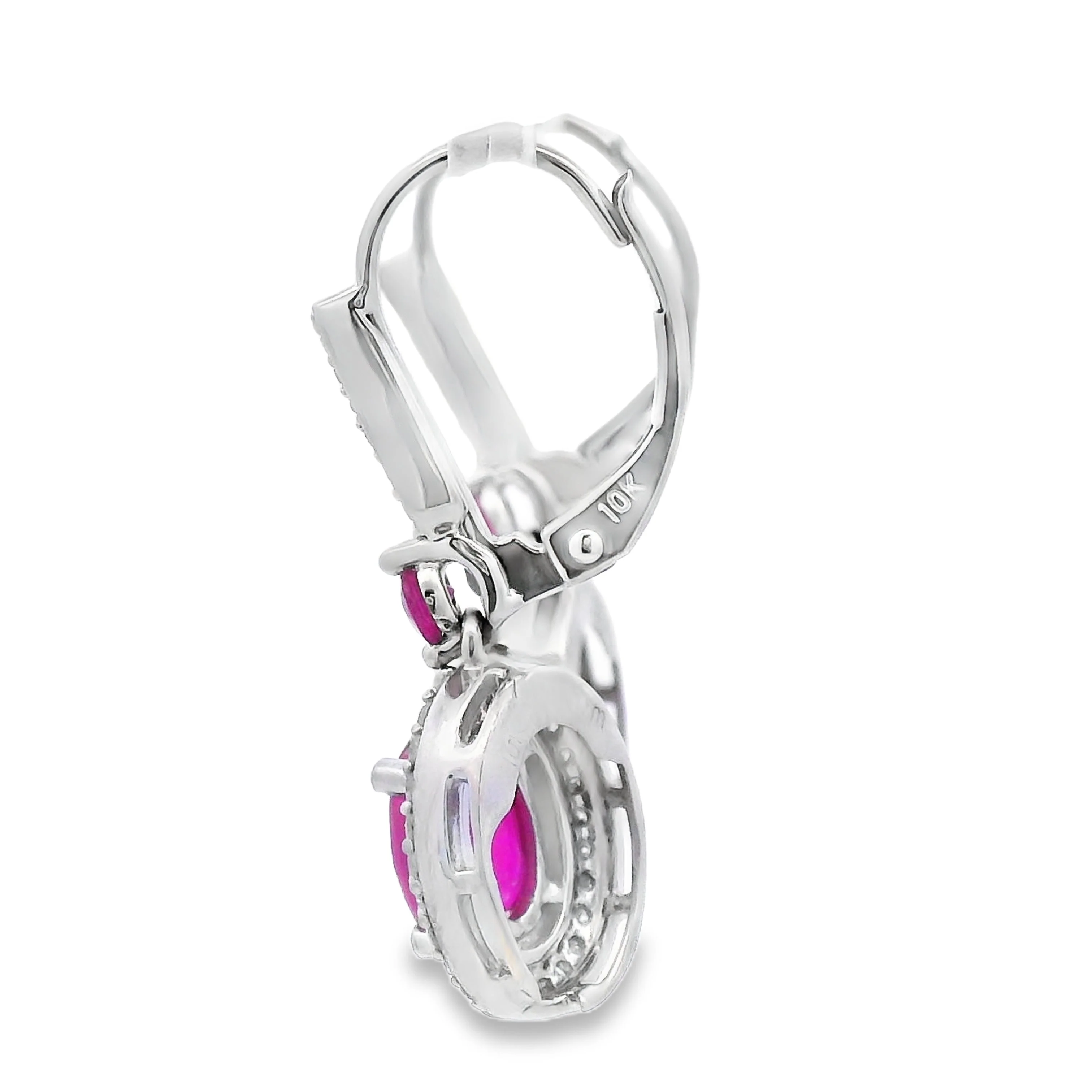 3.50ct Ruby Diamond Dangle Earrings 10KT White Gold - Image 2