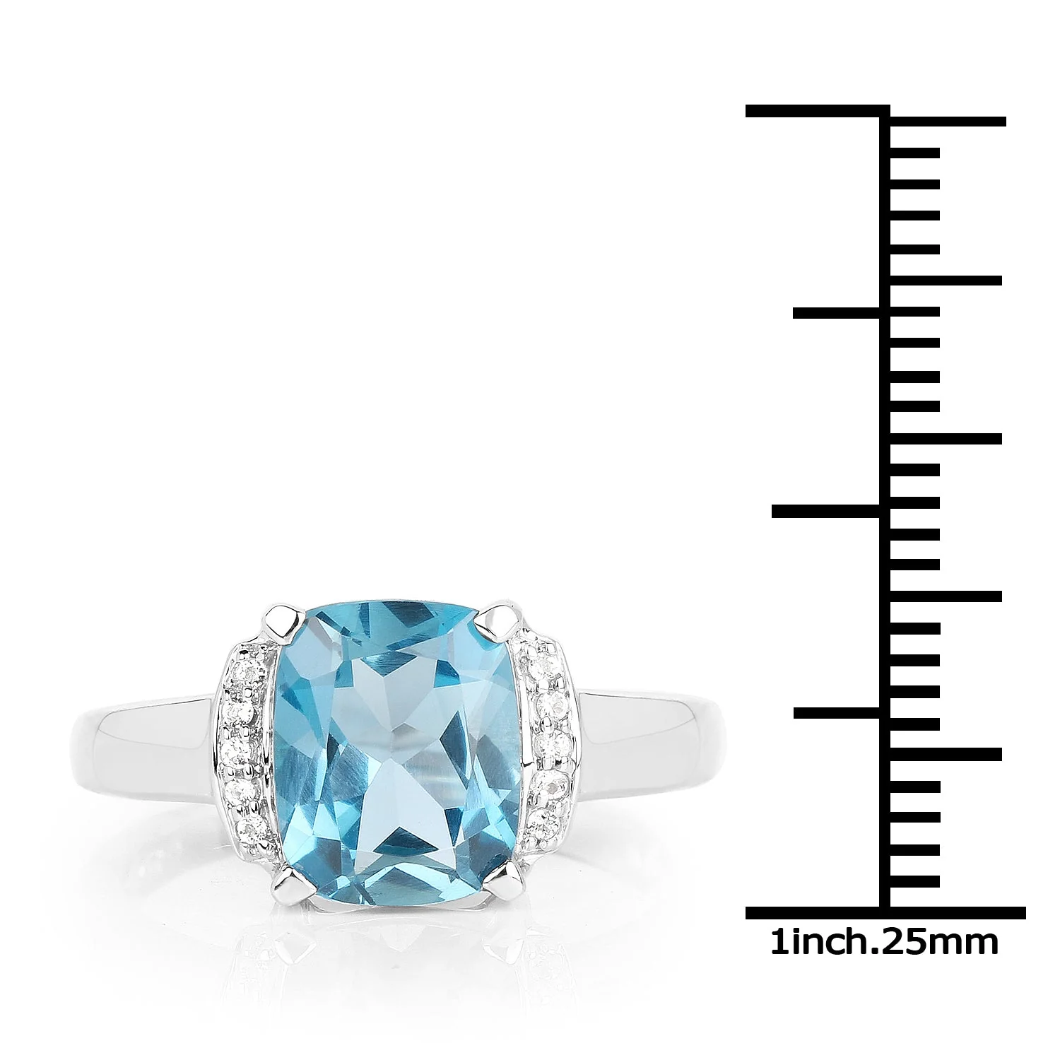 3.55 Carat Genuine London Blue Topaz & White Topaz .925 Sterling Silver Ring - Image 3