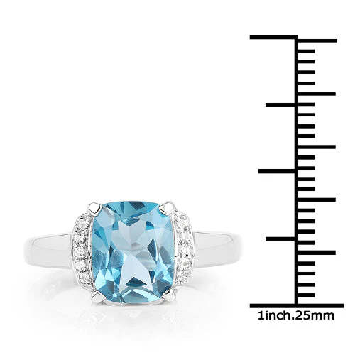 3.55 Carat Genuine London Blue Topaz & White Topaz .925 Sterling Silver Ring - Image 6
