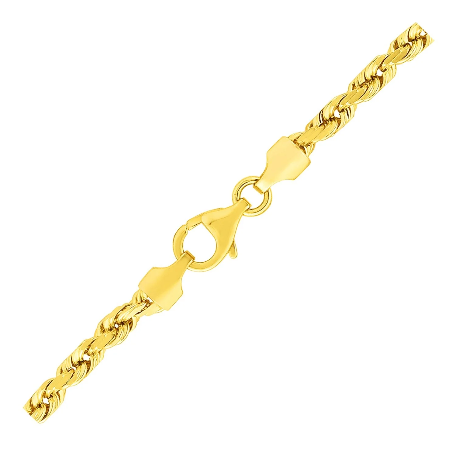 3.5mm 10k Yellow Gold Solid Diamond Cut Rope Bracelet - Image 4