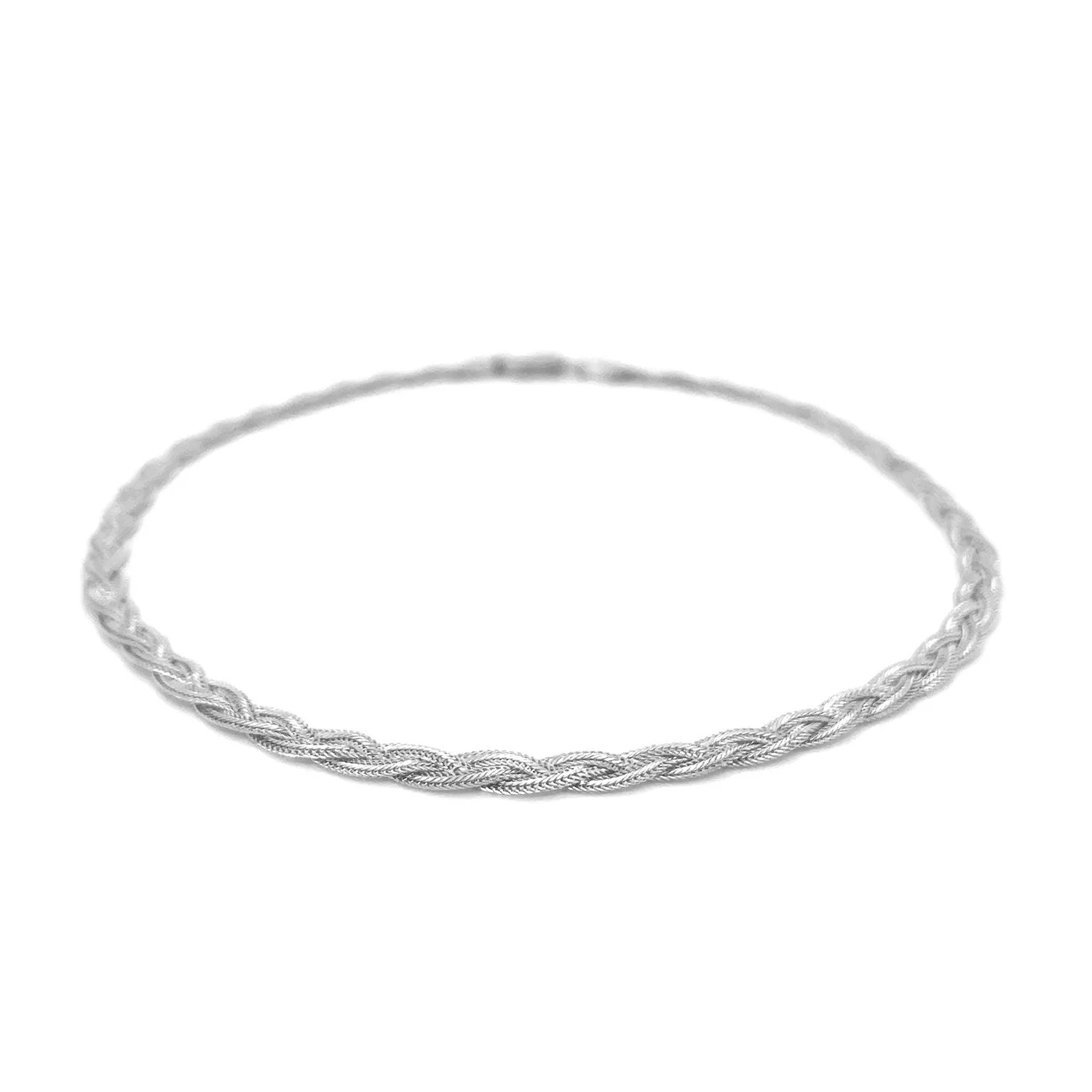 3.5mm 14k White Braided Foxtail Anklet - Image 7