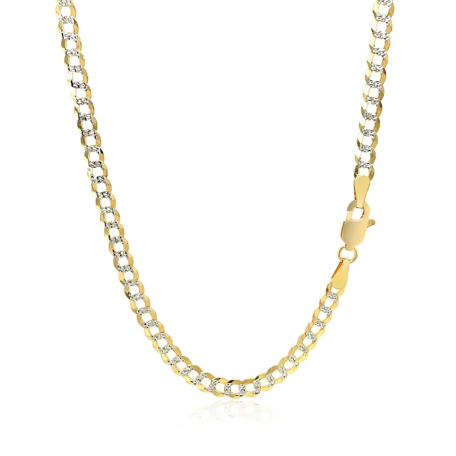 3.6 mm 14k Two Tone Gold Pave Curb Chain - Image 2