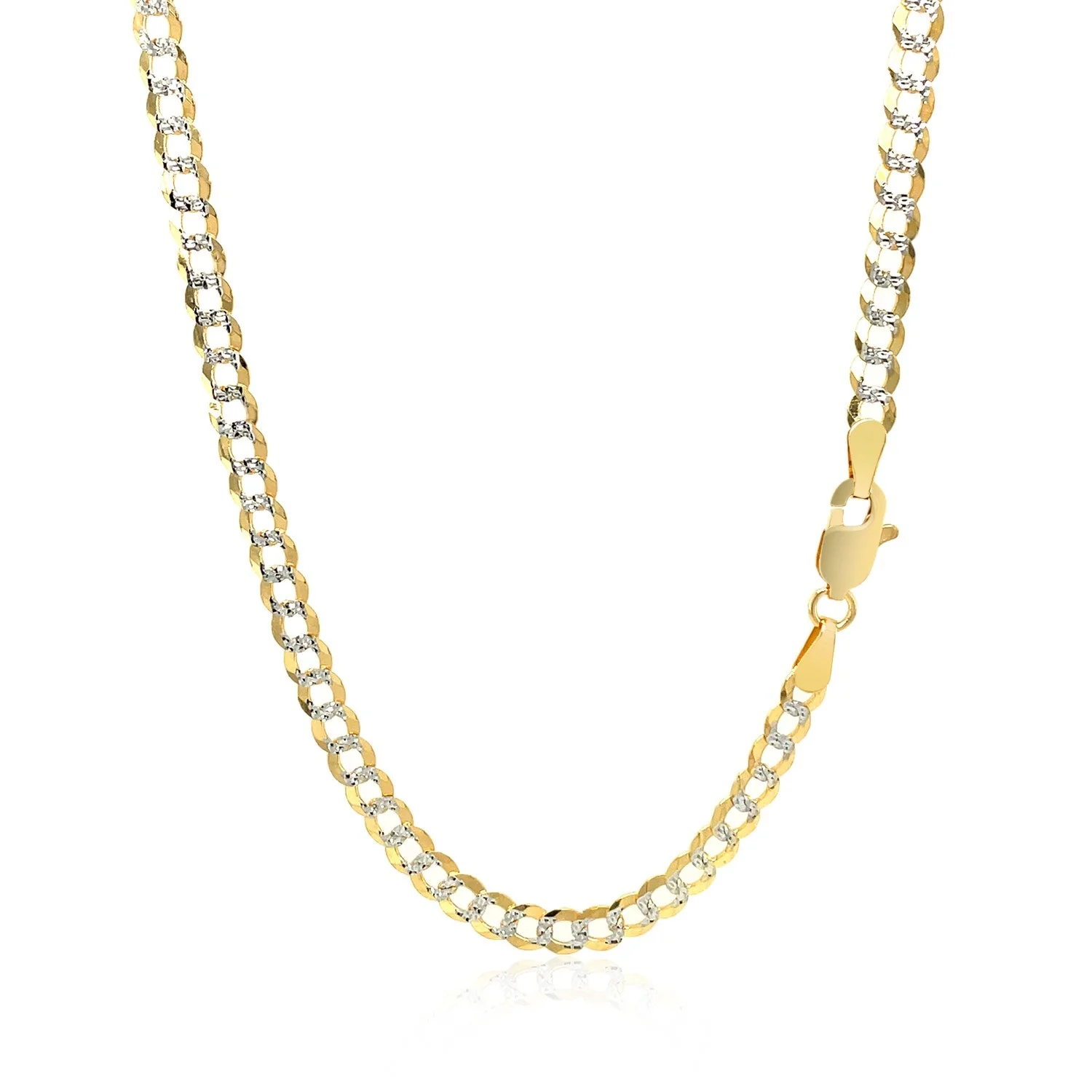 3.6 mm 14k Two Tone Gold Pave Curb Chain - Image 7
