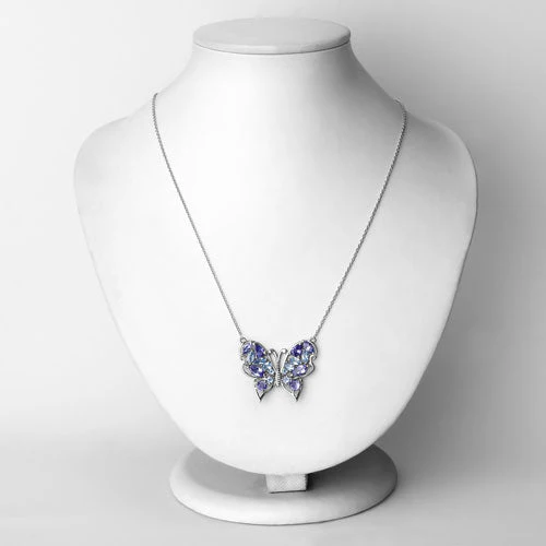 3.60 Carat Genuine Tanzanite and Swiss Blue Topaz .925 Sterling Silver Necklace - Image 6