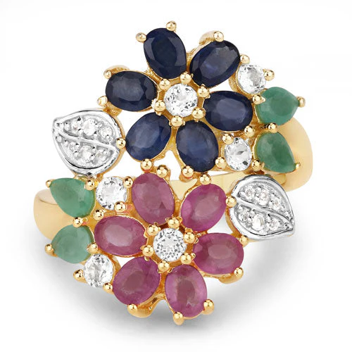 3.65 Carat Genuine Multi Stones .925 Sterling Silver Ring - Image 7