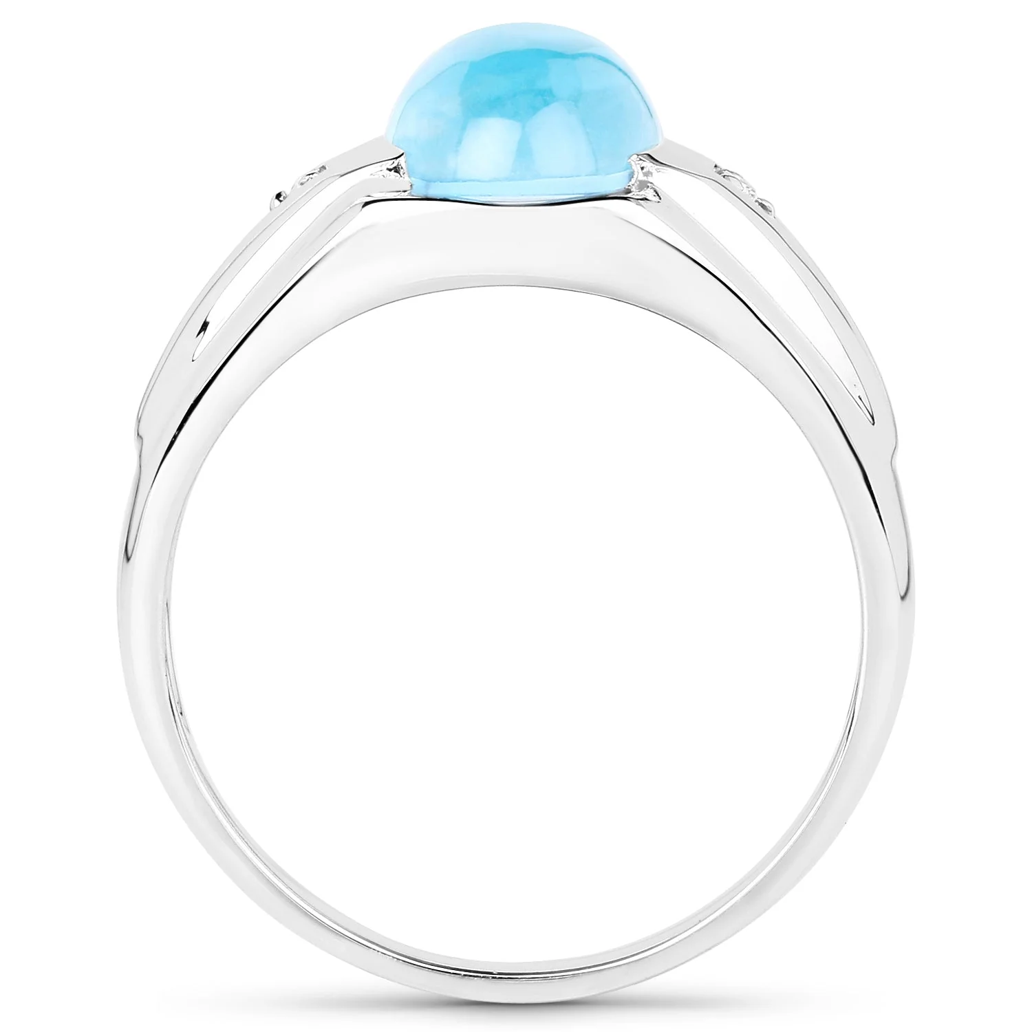 3.67 Carat Genuine Swiss Blue Topaz and White Topaz .925 Sterling Silver Ring - Image 2