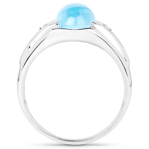 3.67 Carat Genuine Swiss Blue Topaz and White Topaz .925 Sterling Silver Ring - Image 5