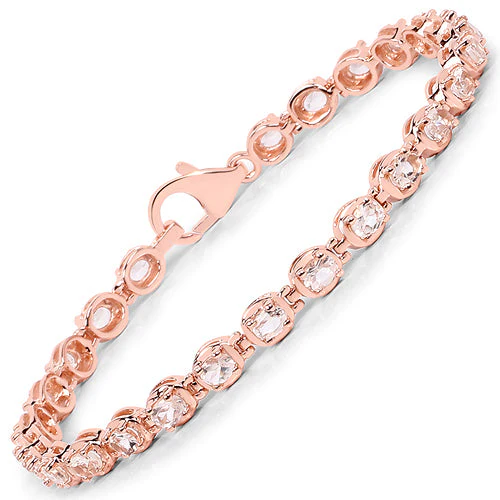 3.75 Carat Genuine Morganite .925 Sterling Silver Bracelet - Image 2