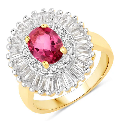 3.75 Carat Genuine Pink Topaz and White Topaz .925 Sterling Silver Ring - Image 2