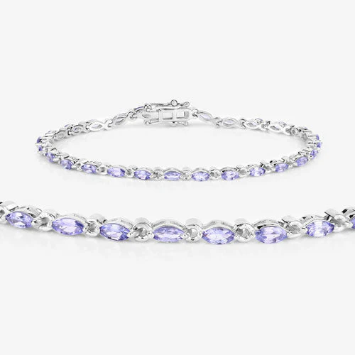 3.78 Carat Genuine Tanzanite .925 Sterling Silver Bracelet - Image 8