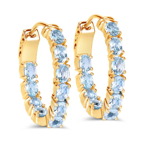 3.80 Carat Genuine Blue Topaz .925 Sterling Silver Earrings - Image 5