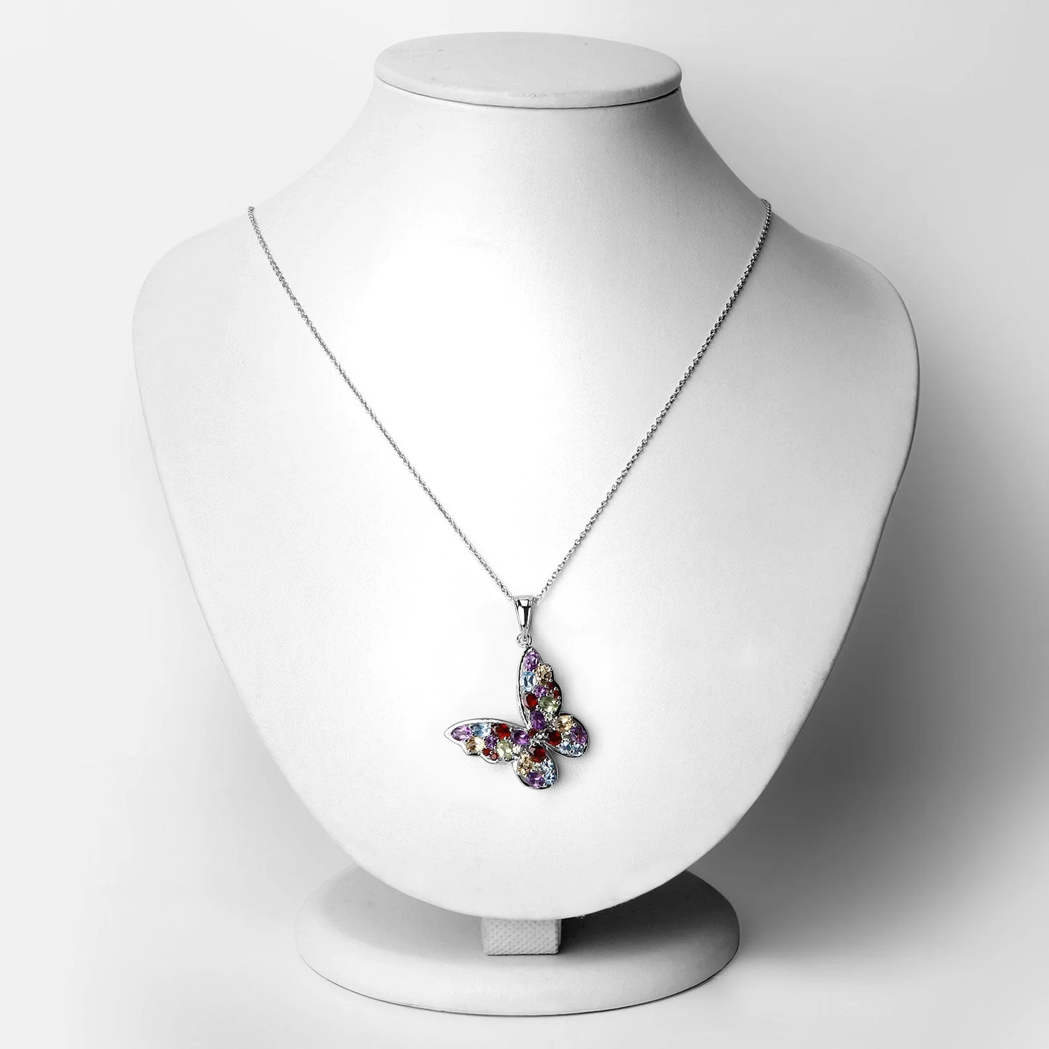 3.80 Carat Genuine Multi Stones .925 Sterling Silver Pendant - Image 2