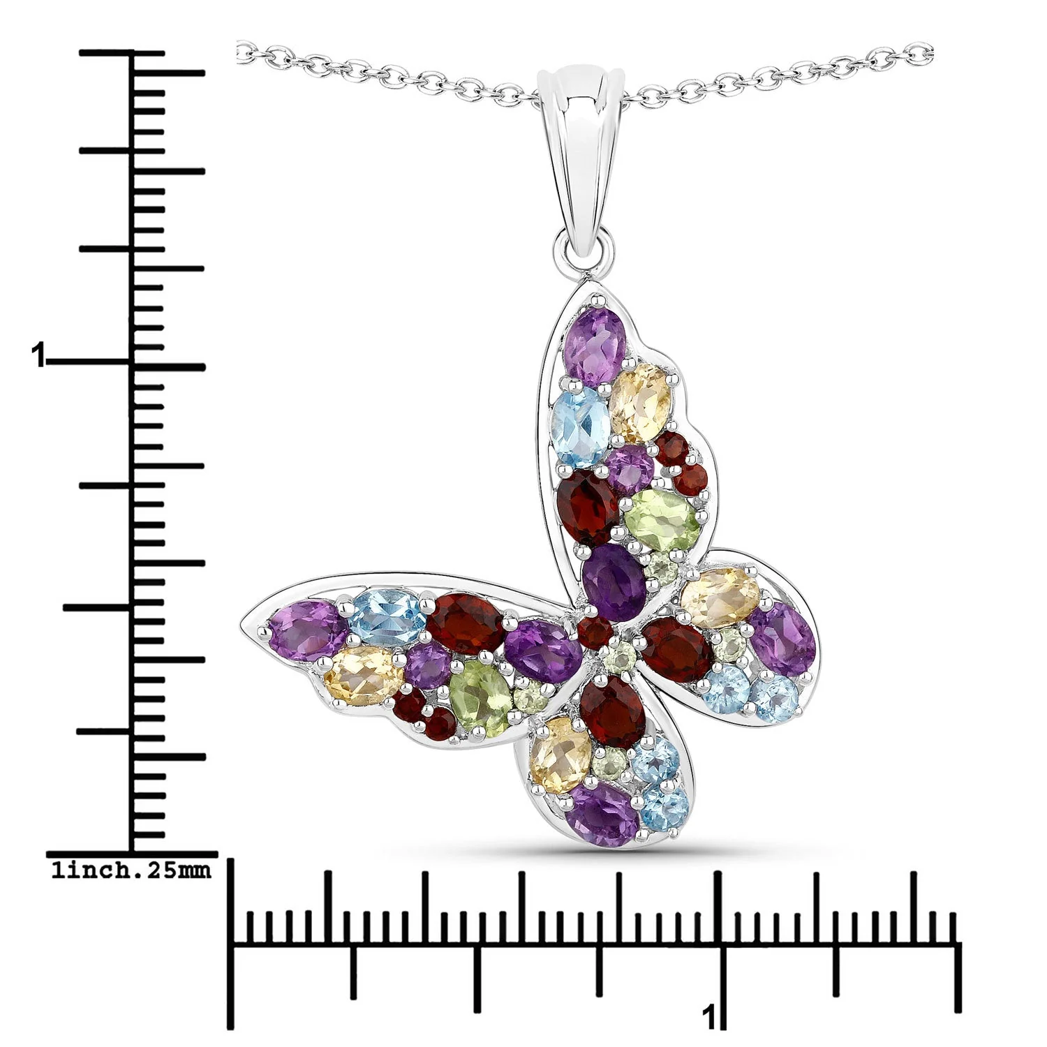 3.80 Carat Genuine Multi Stones .925 Sterling Silver Pendant - Image 3
