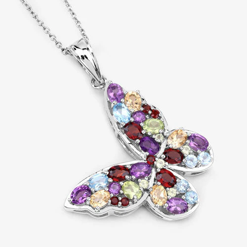 3.80 Carat Genuine Multi Stones .925 Sterling Silver Pendant - Image 8