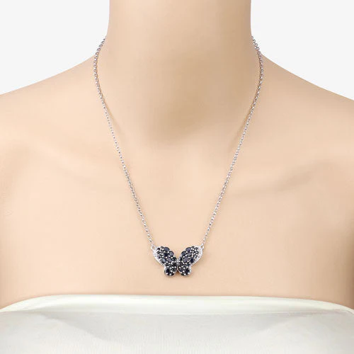 3.83 Carat Genuine Blue Sapphire and White Zircon .925 Sterling Silver Pendant - Image 10