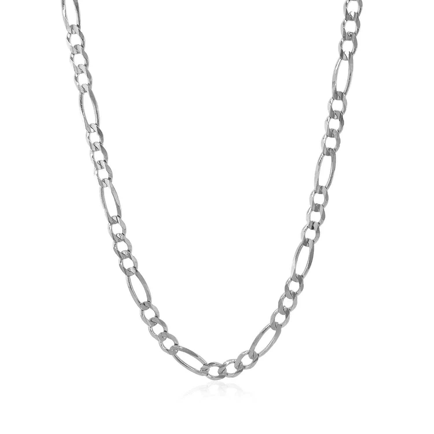 3.8mm 14k White Gold Solid Figaro Chain - Image 7