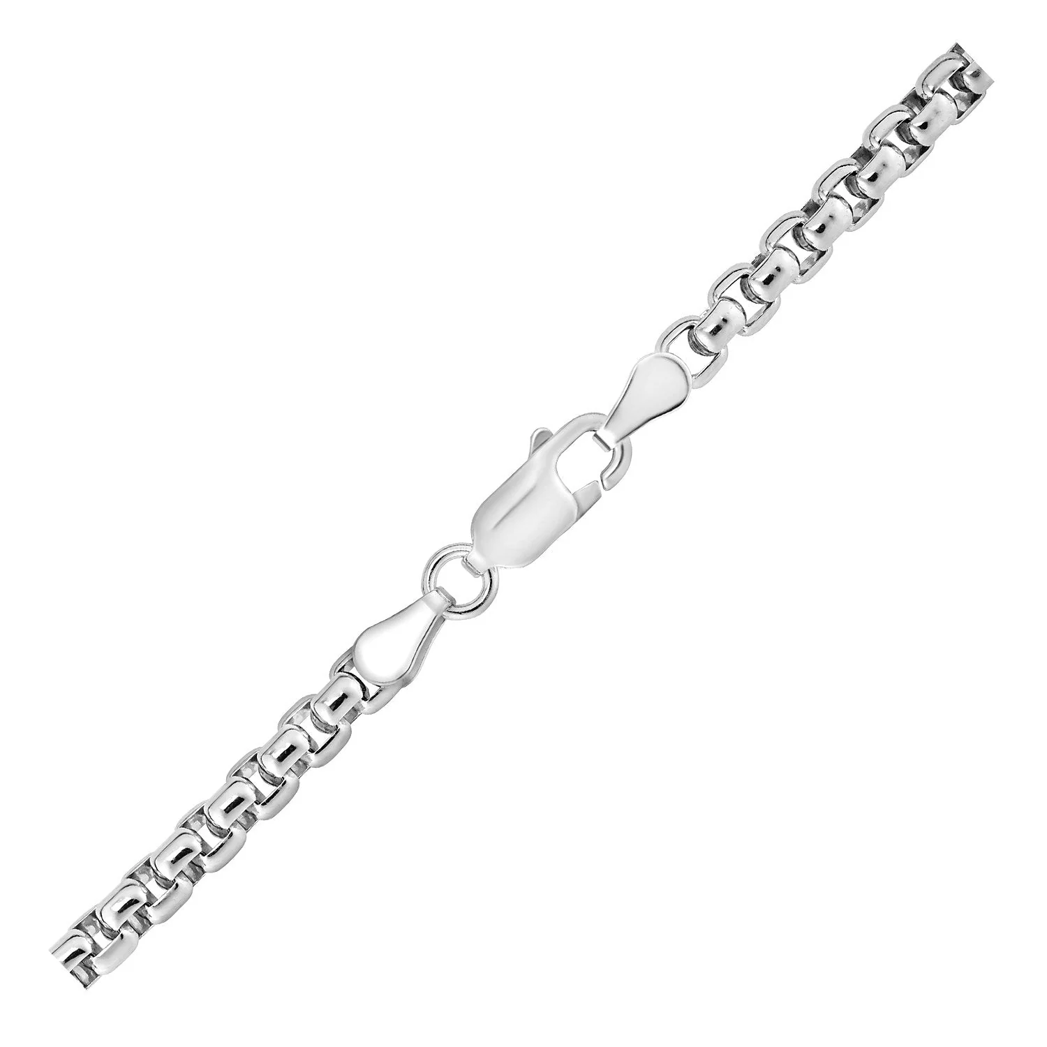 3.8mm Sterling Silver Rhodium Plated Round Box Chain - Image 7