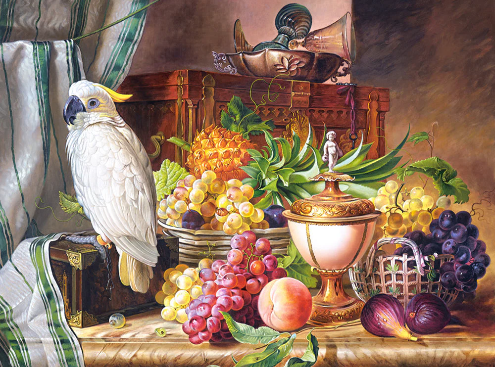 3000 Piece Jigsaw Puzzles, Still Life With Fruit and a Cockatoo, Josef Schuster, Adult Puzzles, Castorland C-300143-2 - Image 2