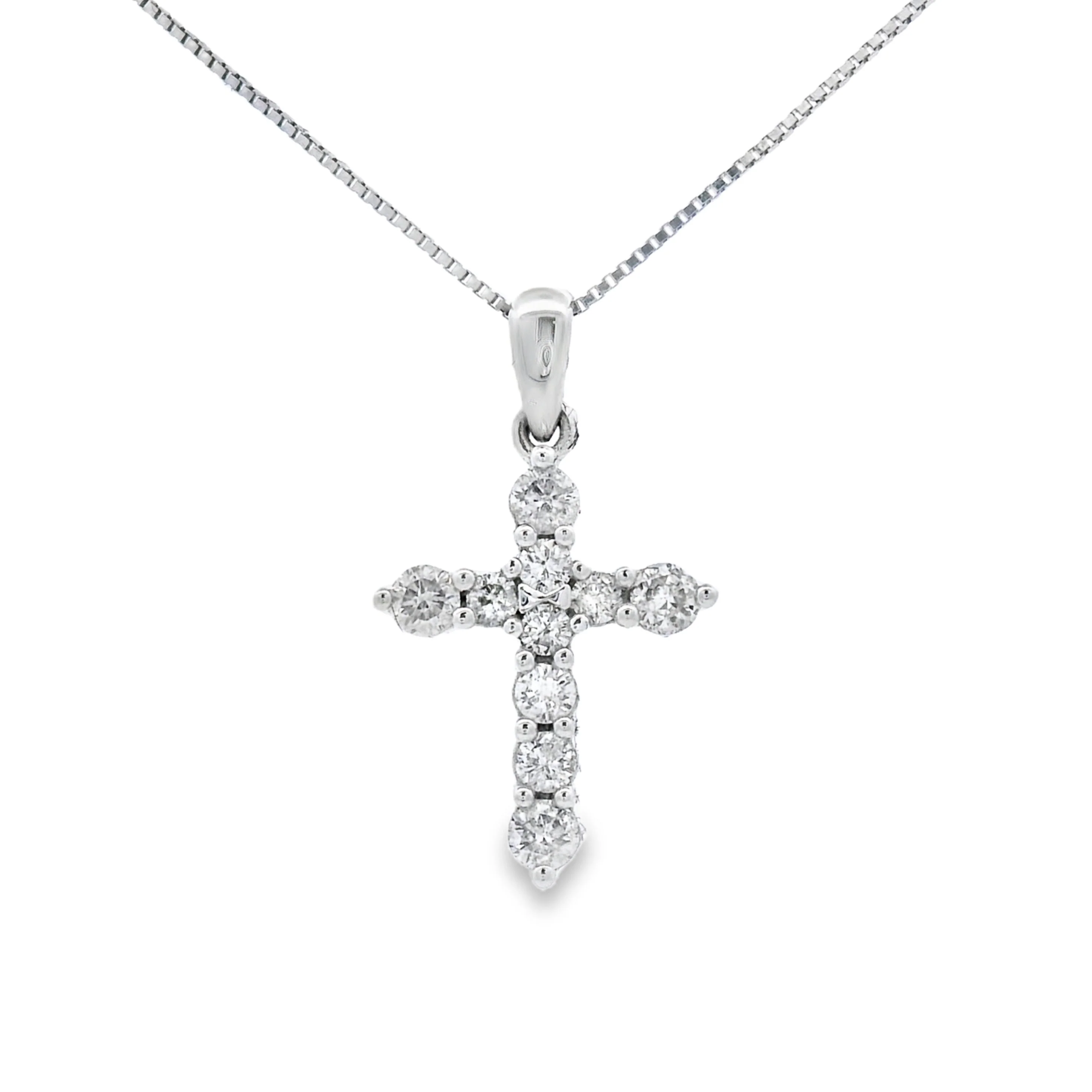 .30ct Diamond Cross Religious Pendant 14KT White Gold