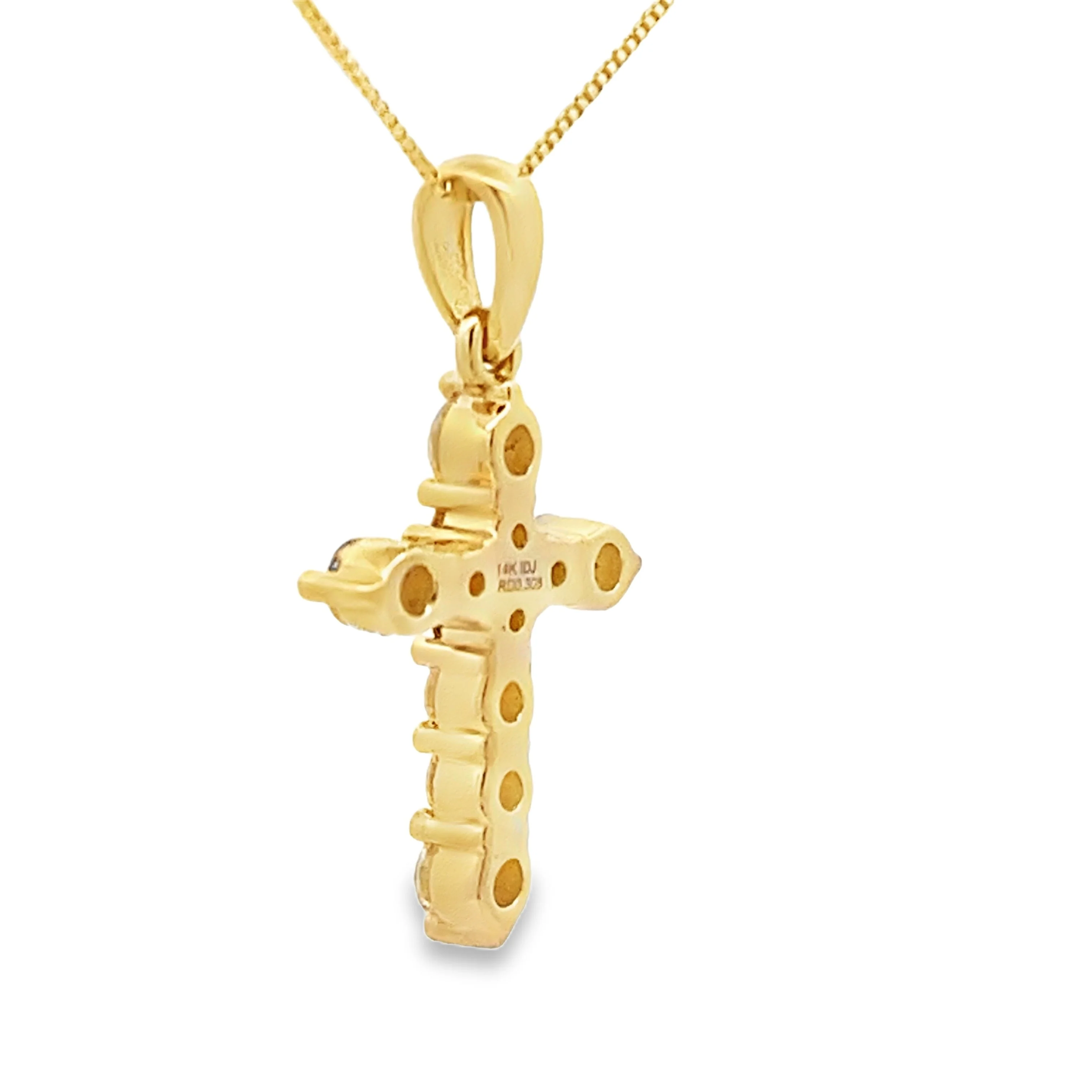 .30ct Diamond Cross Religious Pendant 14KT Yellow Gold - Image 2