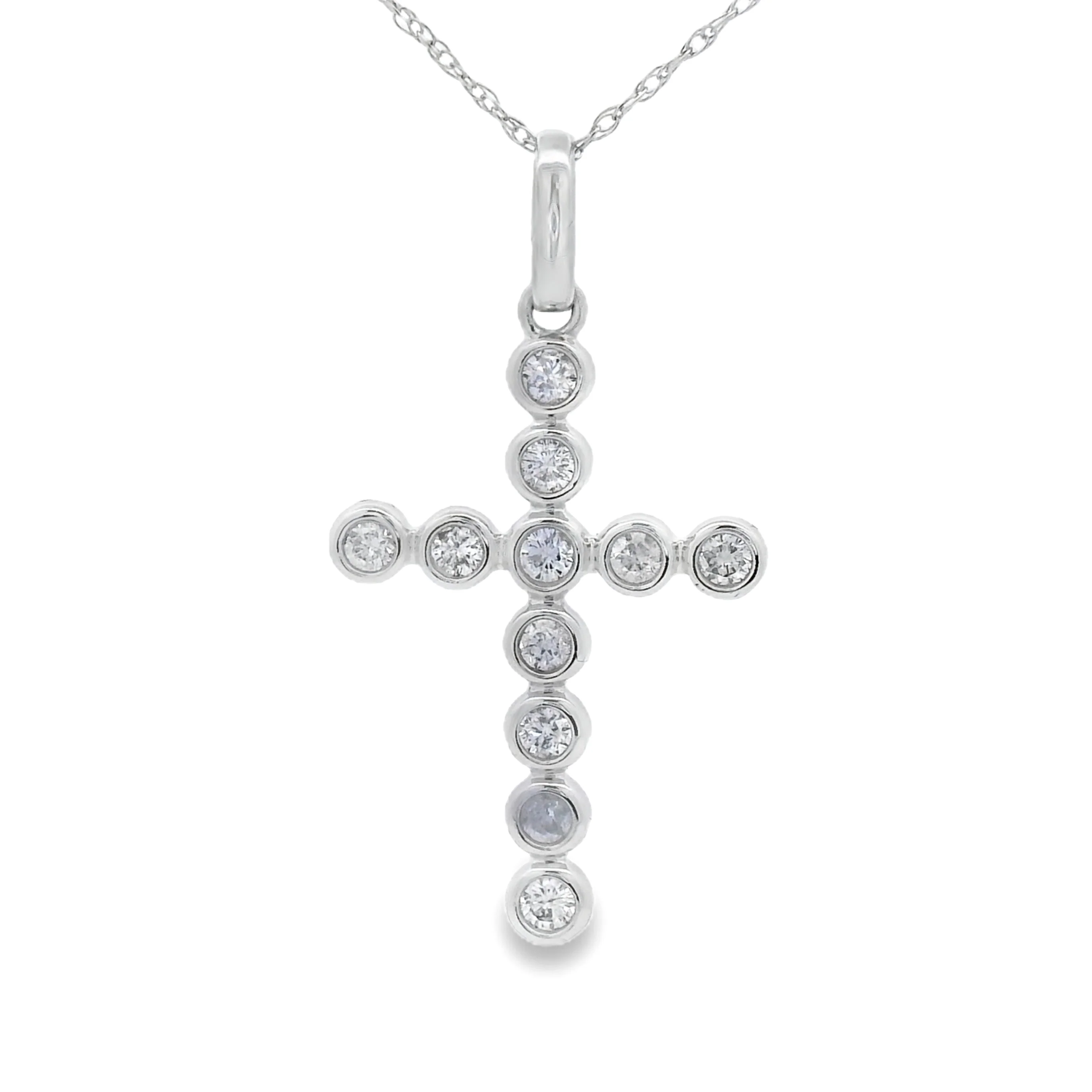 .31ct Diamond Cross Religious Pendant 14KT White Gold
