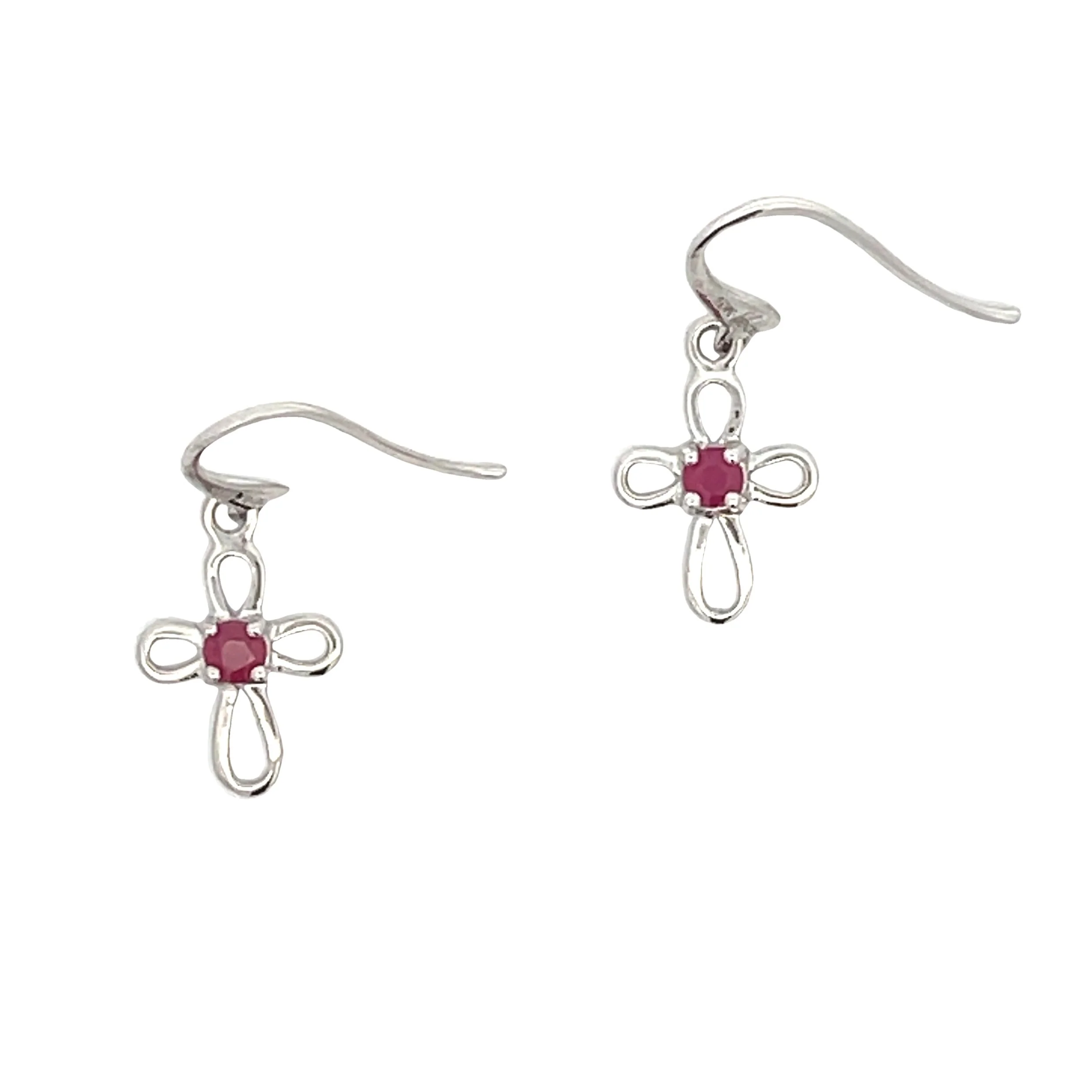 .32ct Ruby Cross Earrings 10KT White Gold - Image 3