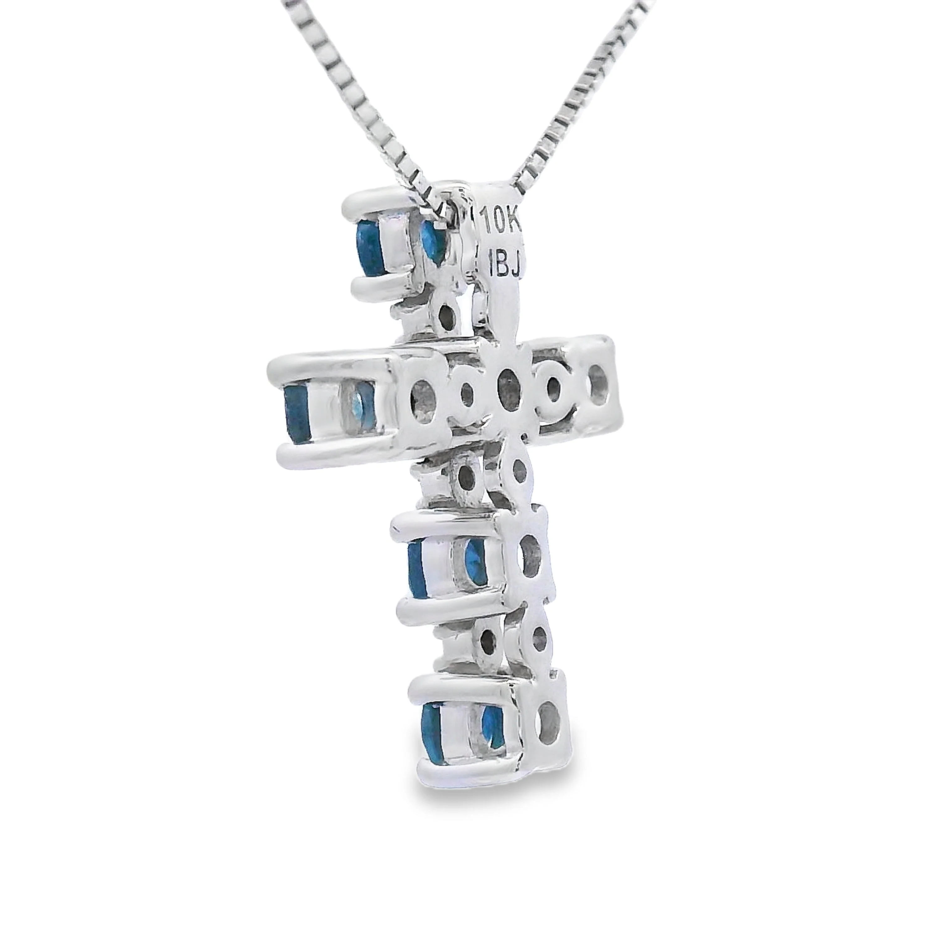 .32ct Sapphire Cross Religious Pendant 10KT White Gold - Image 2