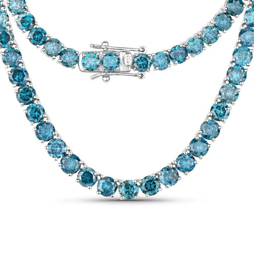 33.24 Carat Genuine Blue Diamond 14K White Gold Necklace
