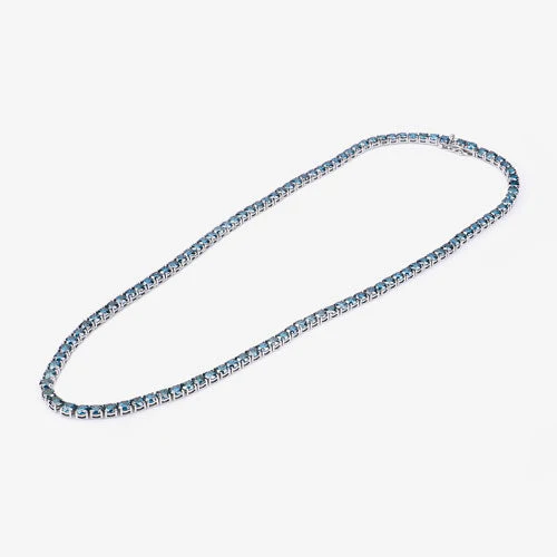 33.24 Carat Genuine Blue Diamond 14K White Gold Necklace - Image 10
