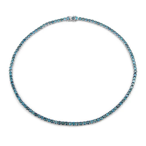 33.24 Carat Genuine Blue Diamond 14K White Gold Necklace - Image 2