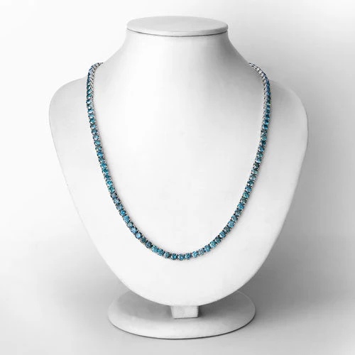 33.24 Carat Genuine Blue Diamond 14K White Gold Necklace - Image 3