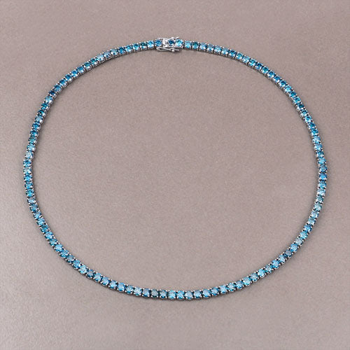 33.24 Carat Genuine Blue Diamond 14K White Gold Necklace - Image 4