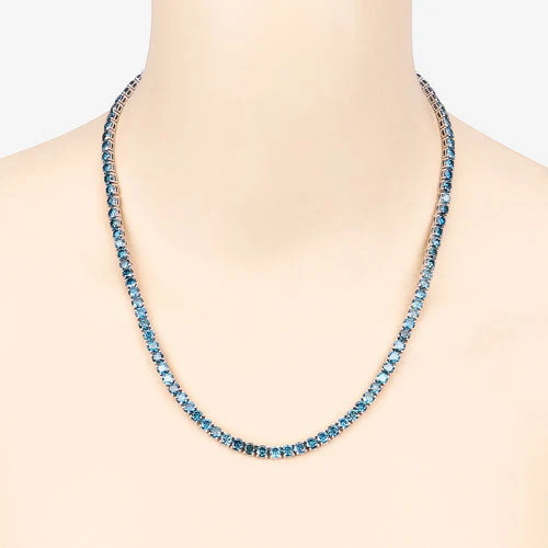 33.24 Carat Genuine Blue Diamond 14K White Gold Necklace - Image 5