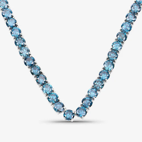 33.24 Carat Genuine Blue Diamond 14K White Gold Necklace - Image 6