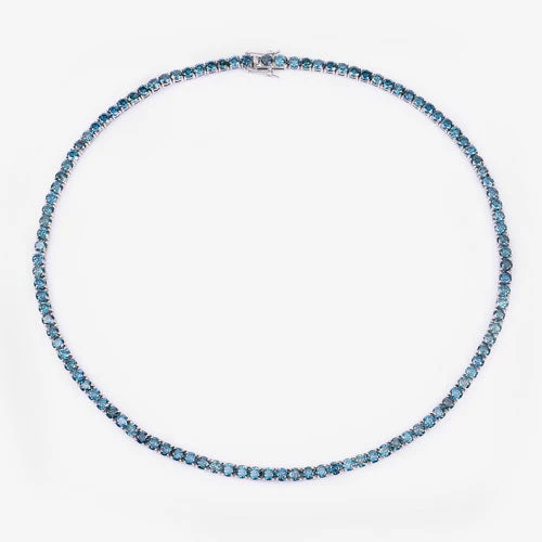 33.24 Carat Genuine Blue Diamond 14K White Gold Necklace - Image 7