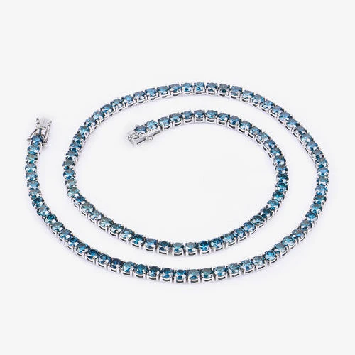 33.24 Carat Genuine Blue Diamond 14K White Gold Necklace - Image 8