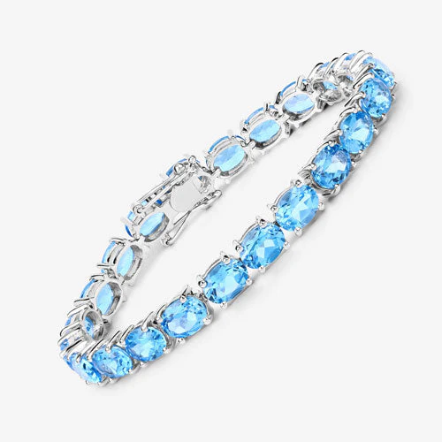 35.20 Carat Genuine Swiss Blue Topaz .925 Sterling Silver Bracelet - Image 8